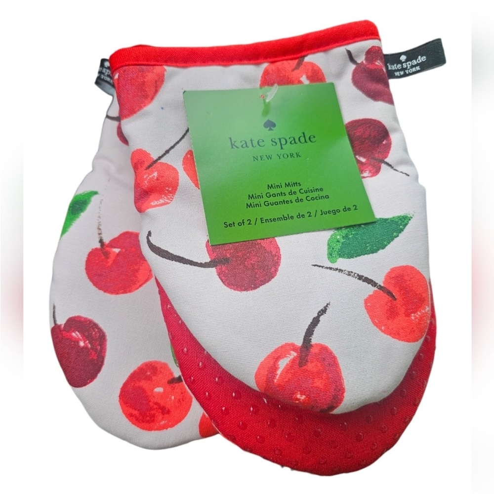 Kate Spade Cherry Oven Mitts - Red and White
